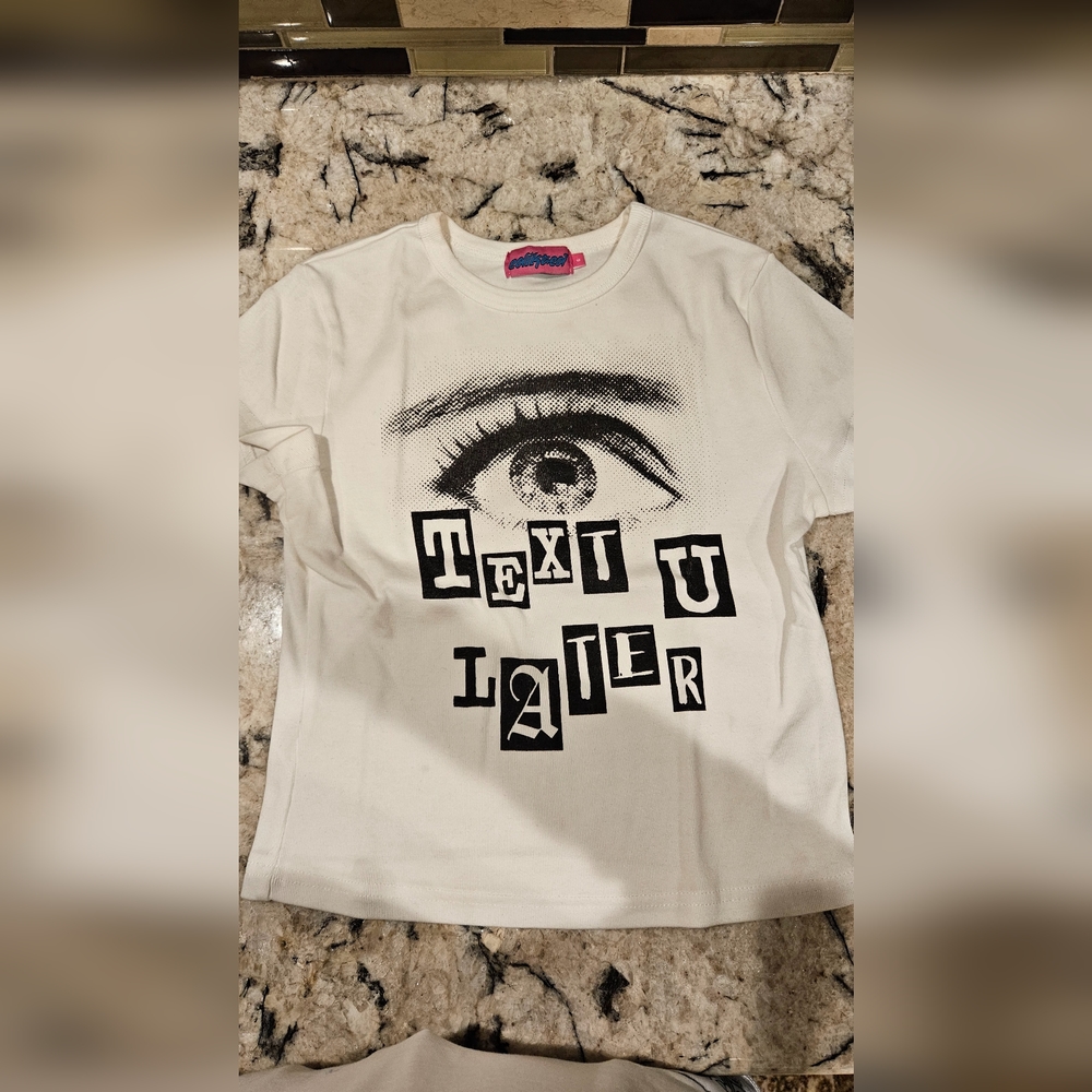 Edikted crop top, "text you later" size small